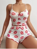 Seraviax Dudak Desenli Şortlu Pijama Takımı