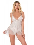 Seraviax Ekru Jakarlı Bodysuit Gecelik