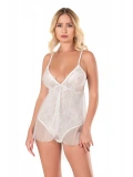 Seraviax Ekru Jakarlı Bodysuit Gecelik