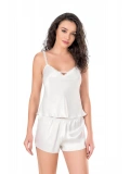 Seraviax Ekru Saten Babydoll Şort Takımı
