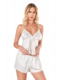 Seraviax Ekru Saten Babydoll Şort Takımı