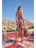 Seraviax Etnik Desenli Saten Tulum
