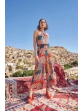 Seraviax Etnik Desenli Saten Tulum