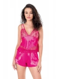 Seraviax Fuşya Saten Babydoll Şort Takımı