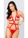 Seraviax Göğüs Bölgesi Açık Fantezi Kırmızı Harness