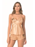 Seraviax Gold Saten Babydoll Şort Takımı