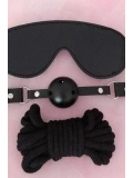 Seraviax Gözlük Ağız Topu İp Üçlü Deri Harness Set