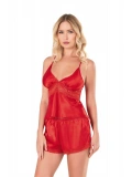 Seraviax Kırmızı Saten Babydoll Şort Takımı