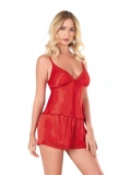 Seraviax Kırmızı Saten Babydoll Şort Takımı