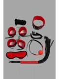 Seraviax Kırmızı/Siyah İçi Tüylü Deri 7li Harness Set