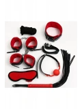 Seraviax Kırmızı/Siyah İçi Tüylü Deri 7li Harness Set