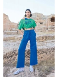 Seraviax Kısa Kollu Never Give Up 3lü Crop Eşofman Takımı