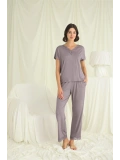 Seraviax Kısa Kollu V Yakalı Dantelli Pijama Takımı