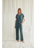 Seraviax Kısa Kollu V Yakalı Dantelli Pijama Takımı