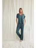 Seraviax Kısa Kollu V Yakalı Dantelli Pijama Takımı