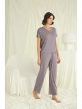 Seraviax Kısa Kollu V Yakalı Dantelli Pijama Takımı