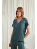 Seraviax Kısa Kollu V Yakalı Dantelli Pijama Takımı