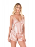 Seraviax Koyu Pudra Saten Babydoll Şort Takımı
