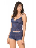Seraviax Lacivert Jakarlı Babydoll Şort Takımı