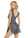 Şık Tasarım Yumuşak Dokulu Petrol Kısa Tül Gecelik