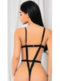Seraviax Siyah İp Detaylı Tül Fantezi Body
