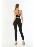 Seraviax Siyah MI Emay 3921 Soft Seamless Ripli Tayt Yoga Takımı