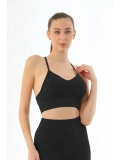 Seraviax Siyah MI Emay 3921 Soft Seamless Ripli Tayt Yoga Takımı