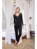 Seraviax Uzun Kollu Dantelli ve Dekolteli Pijama Takımı