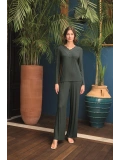Seraviax Uzun Kollu Önü Düğmeli V Yaka Pijama Takımı