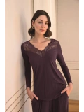 Seraviax Uzun Kollu ve Dantelli Pijama Takımı