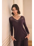 Seraviax Uzun Kollu ve Dantelli Pijama Takımı