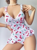 Seraviax Vişne Desenli Fantezi Body