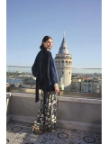 Seraviax Yaprak Desenli ve Dantelli 3lü Pijama Takımı