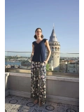 Seraviax Yaprak Desenli ve Dantelli 3lü Pijama Takımı