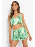 Seraviax Yeşil Fırfırlı Şortlu Pijama Takımı