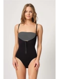 Siyah Göğsü Açık Agraflı Body Korse