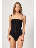 Siyah Göğsü Açık Agraflı Body Korse