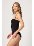 Siyah Göğsü Açık Agraflı Body Korse