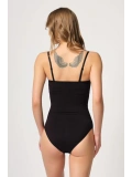 Siyah Göğsü Açık Agraflı Body Korse