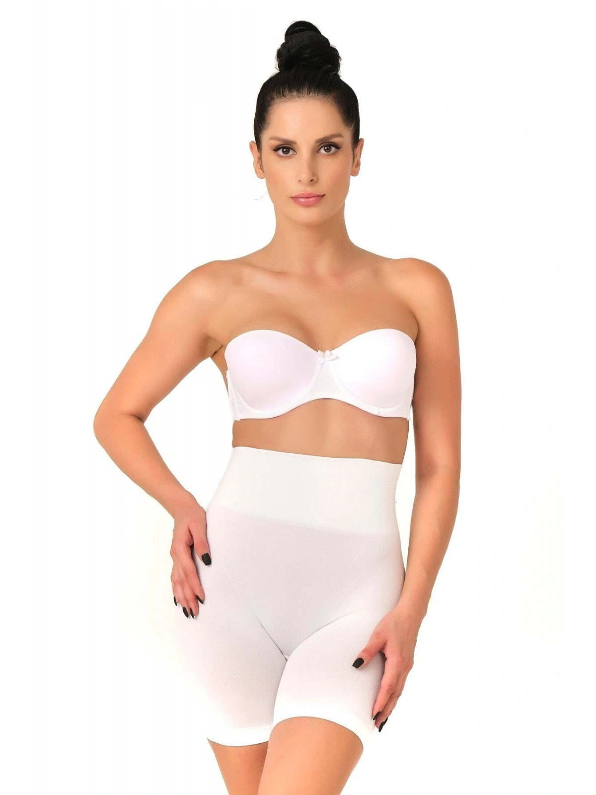 Beyaz Düşük Bel Double Pantalon Korse