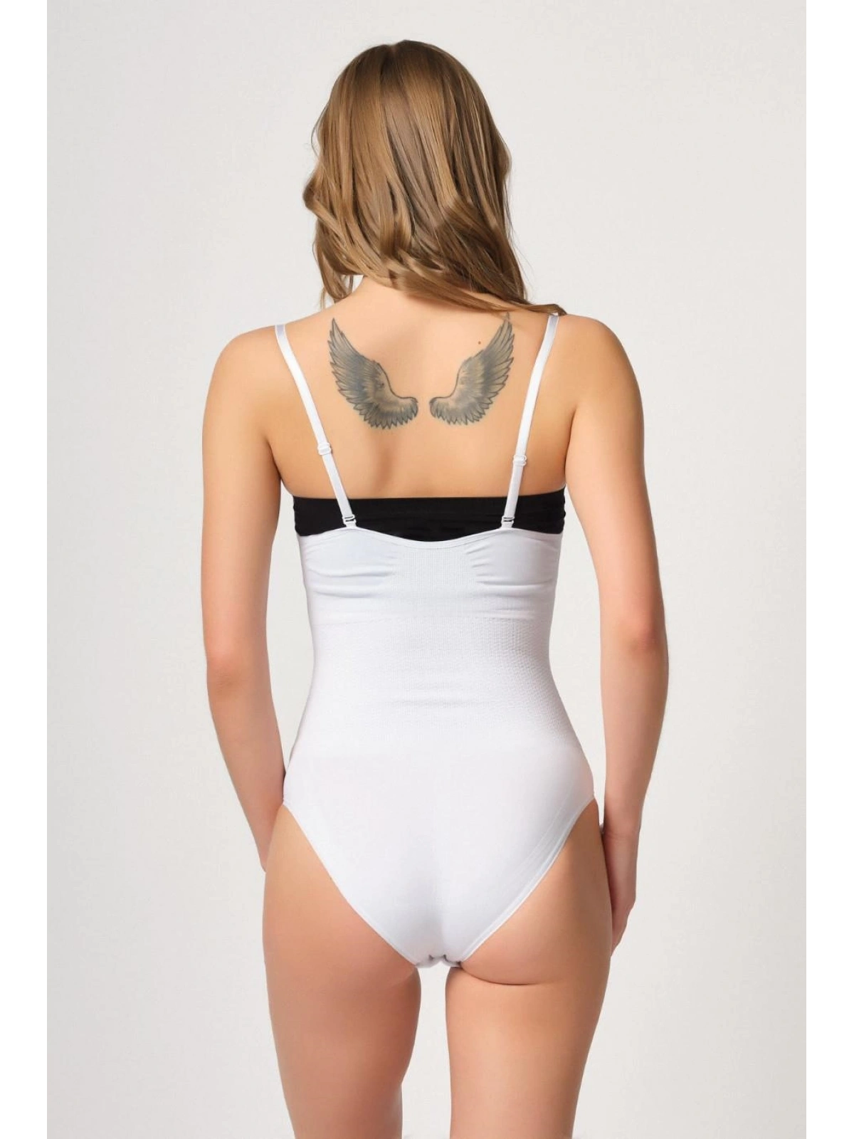 Beyaz Göğsü Açık Agraflı Body Korse