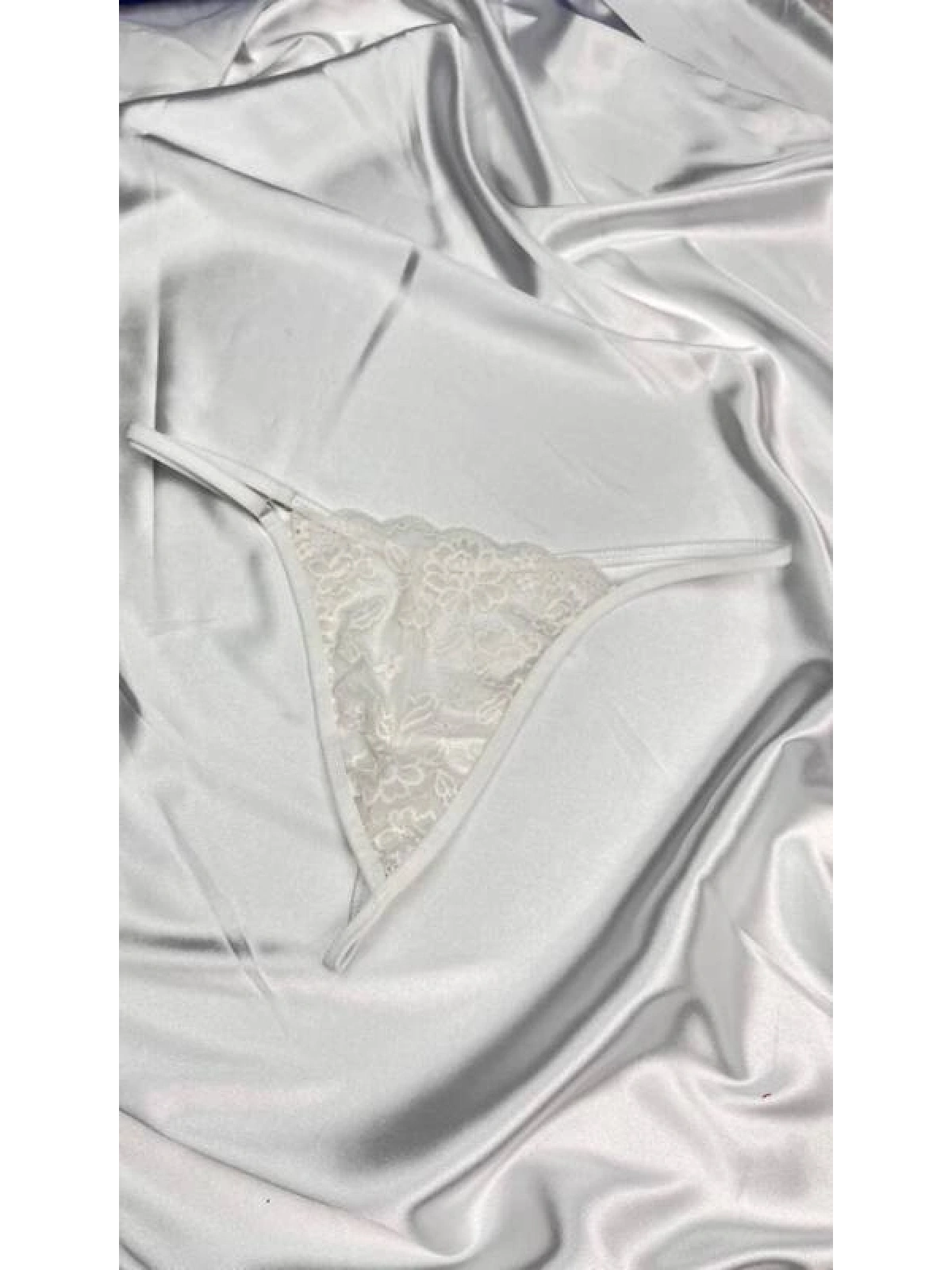 Kadın Beyaz Transparan Dantel Tanga Külot