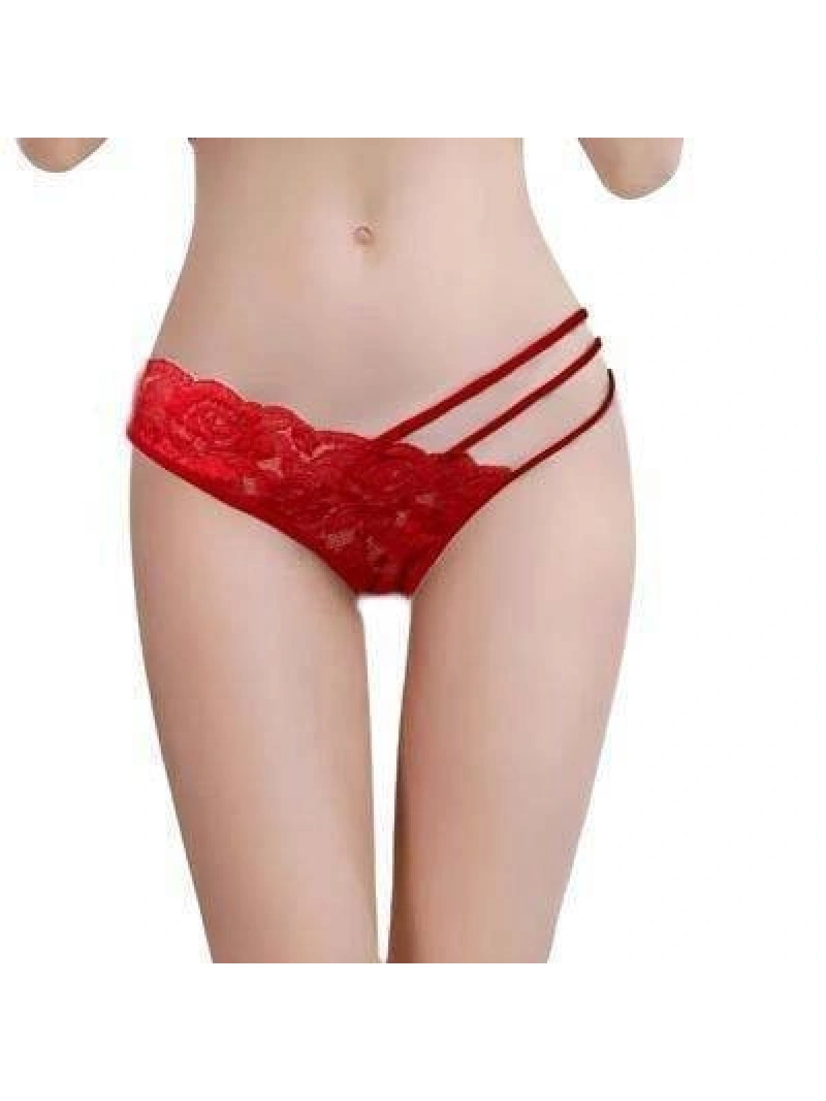 Kadın Kırmızı Dantelli Şerit Detaylı String Külot