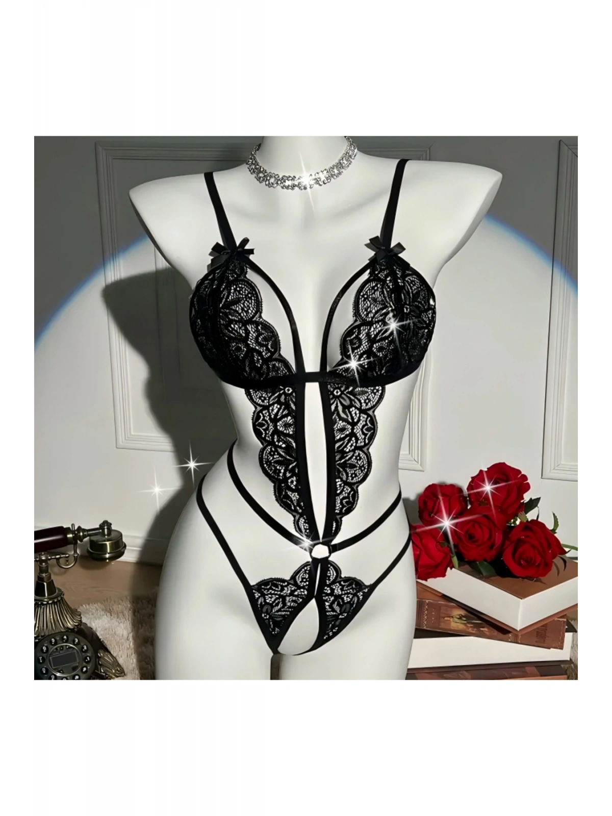Kadın Siyah  Dantel Babydoll