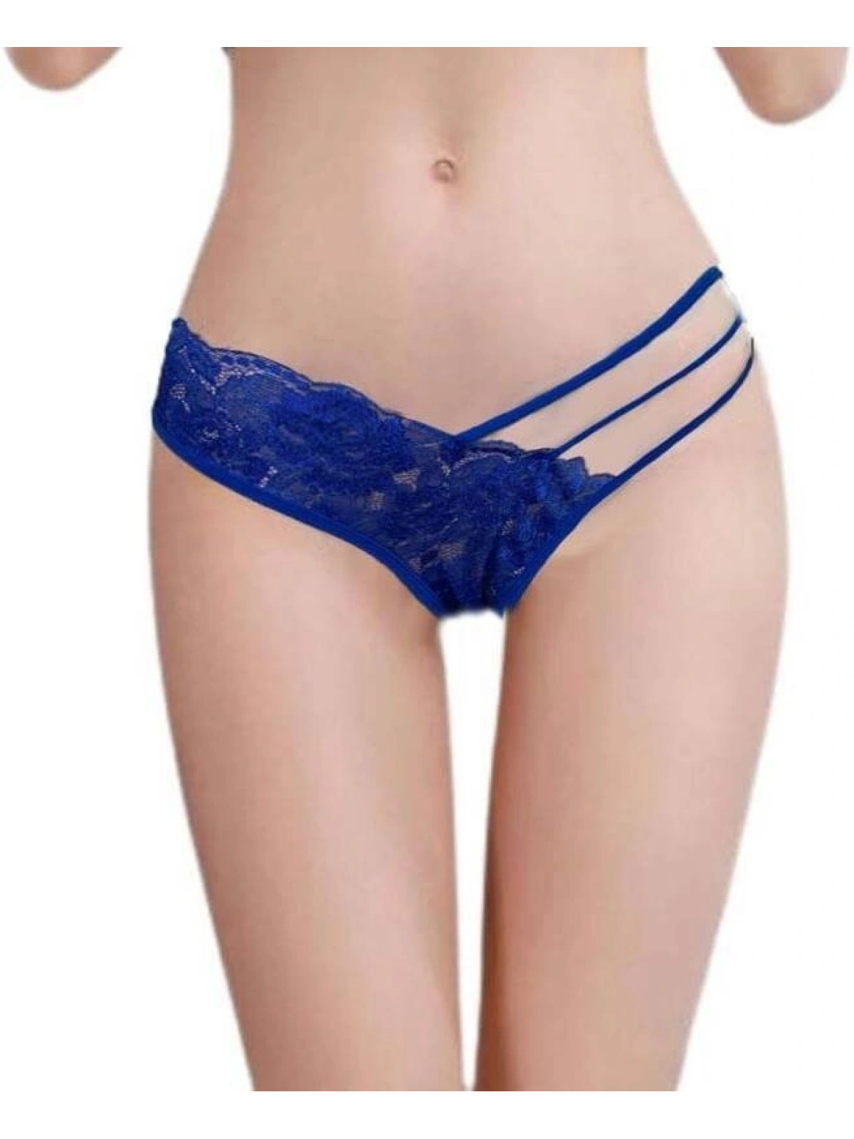 Mavi Dantelli Şerit Detaylı String Külot