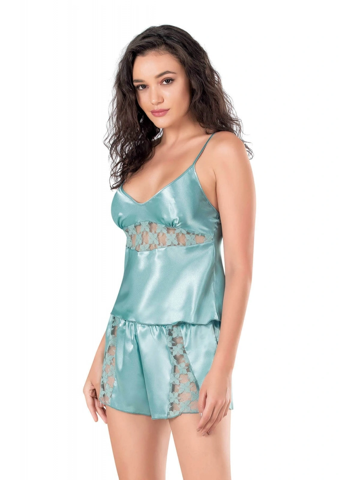Seraviax Aqua Saten Babydoll Şort Takımı