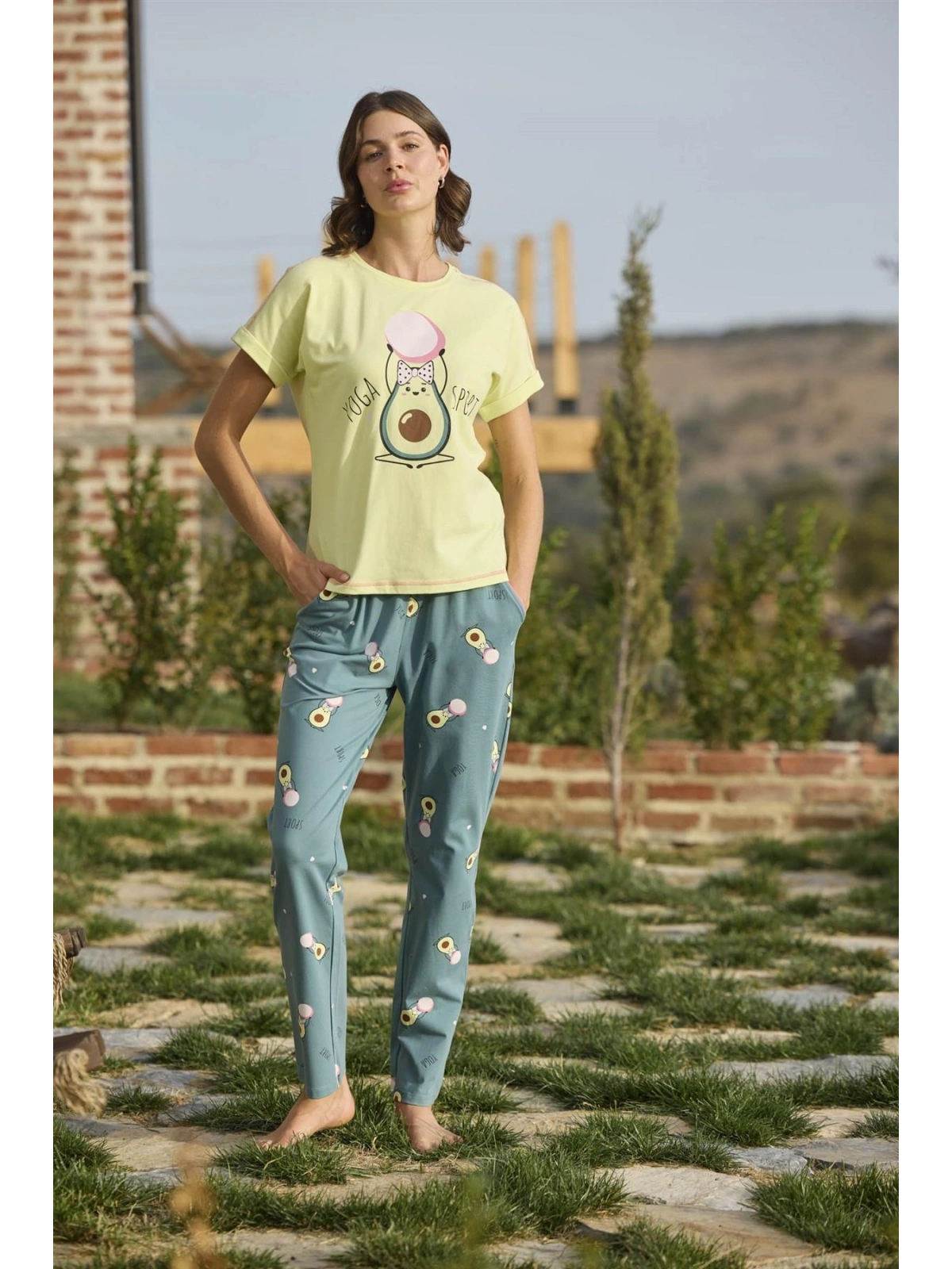 Seraviax Desenli ve Baskılı Yoga Sport Pijama Takımı
