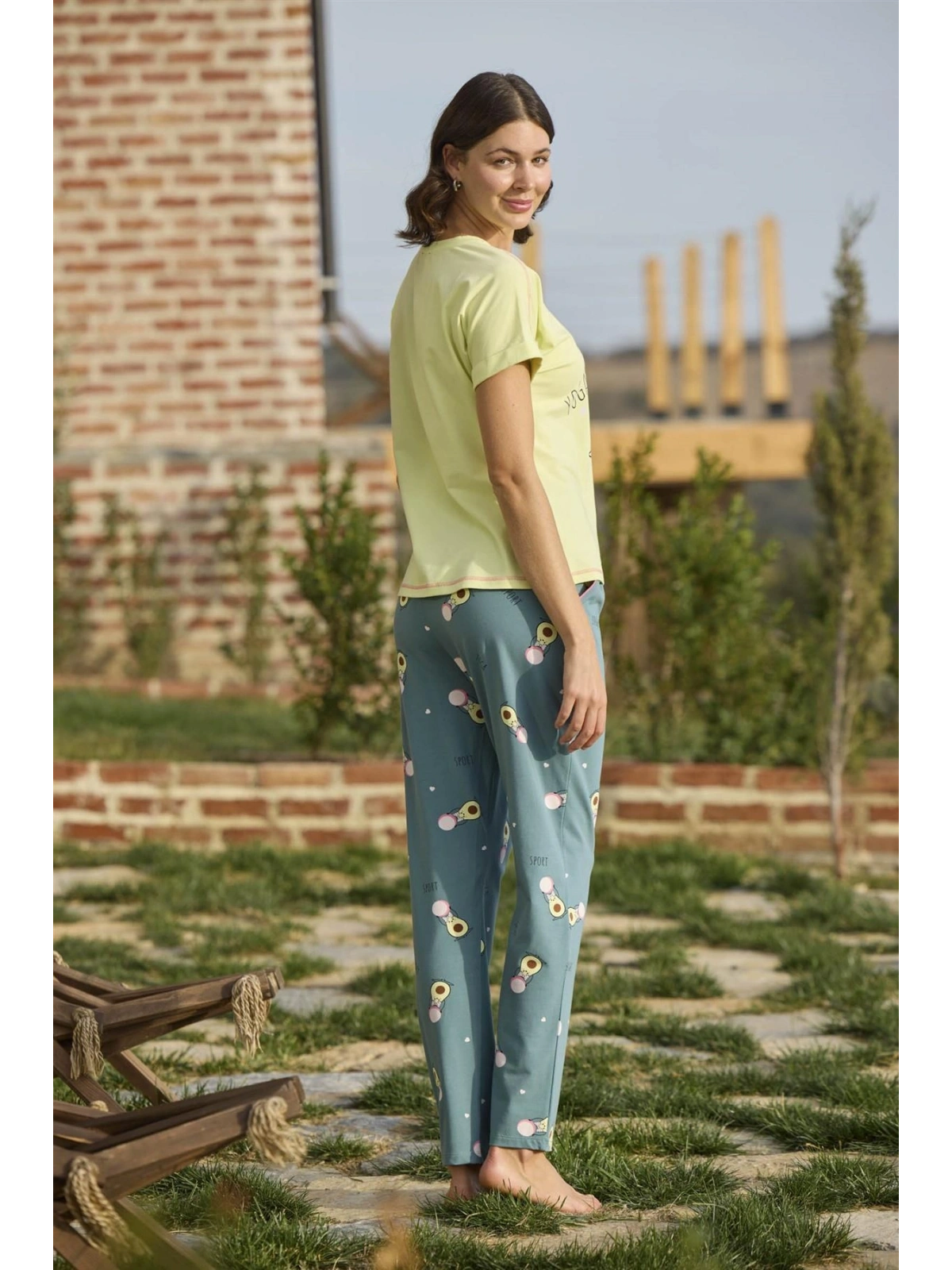 Seraviax Desenli ve Baskılı Yoga Sport Pijama Takımı