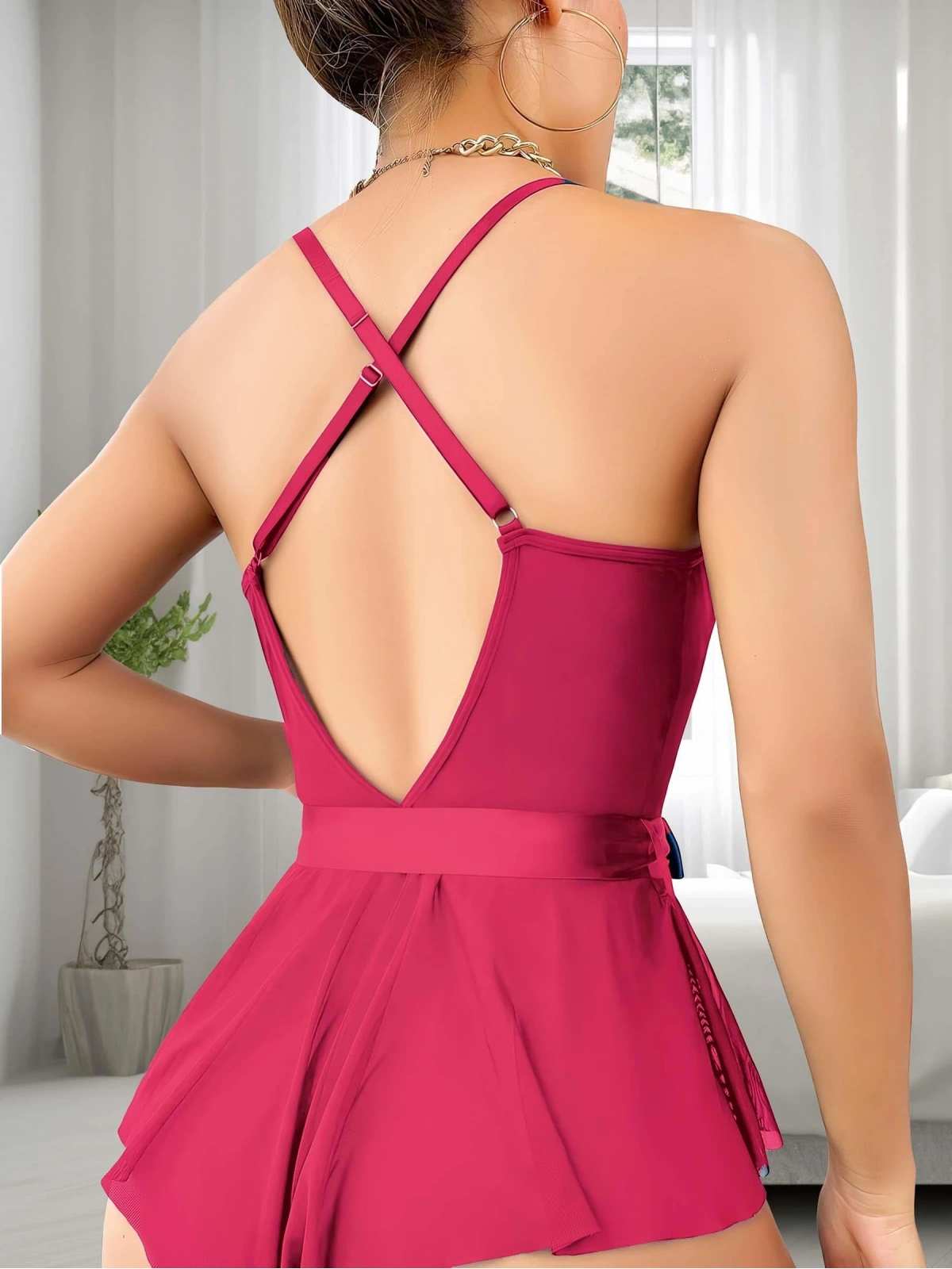 Seraviax Fuşya Dantel İşlemeli Kurdelalı Fantezi Tül Babydoll