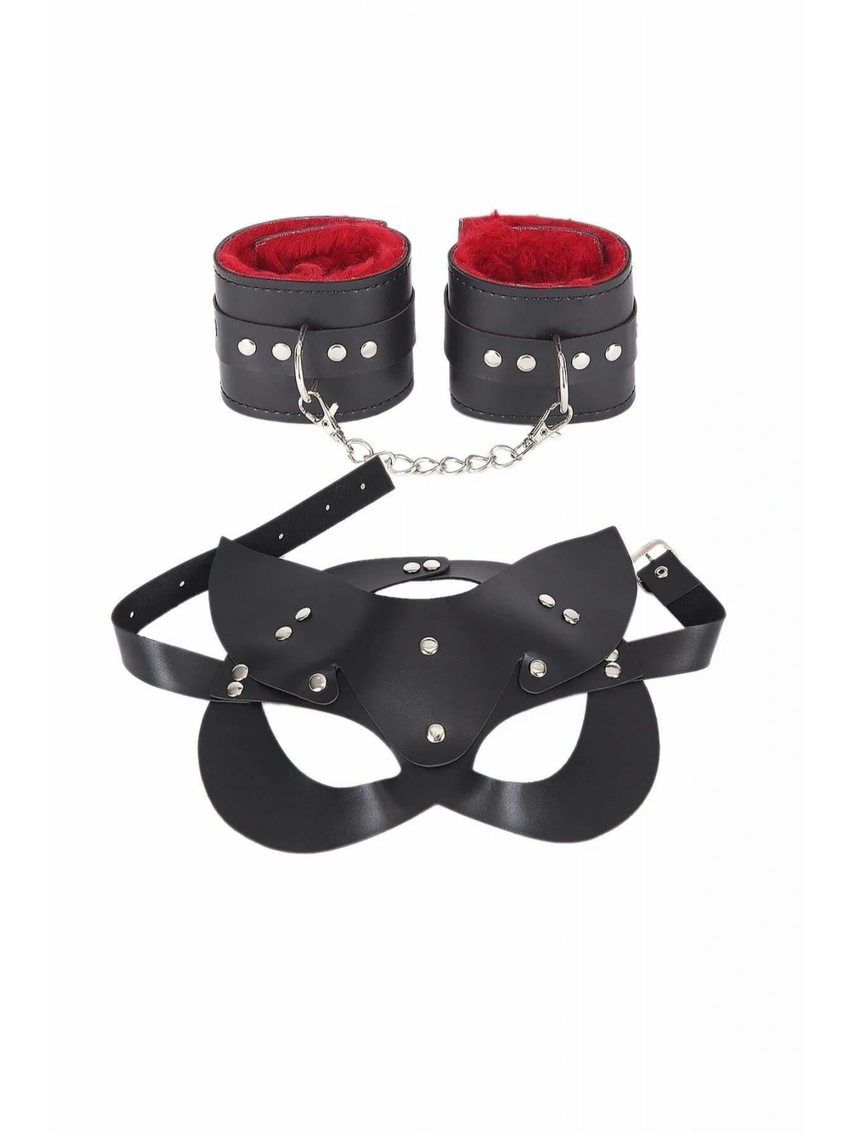 Seraviax Maske Ve Kelepçe Deri Harness Fantezi Set